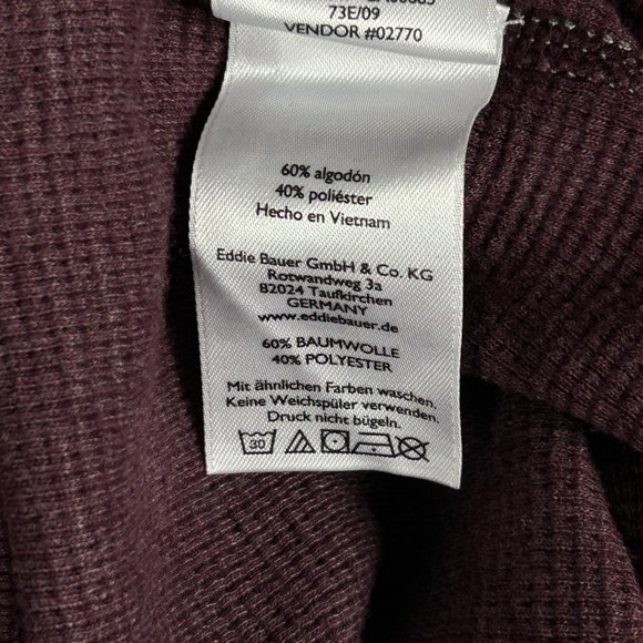 Eddie Bauer Shirt Mens TXL Burgundy Henley Tall Long Sleeve Thermal Waffle Knit - Picture 13 of 14